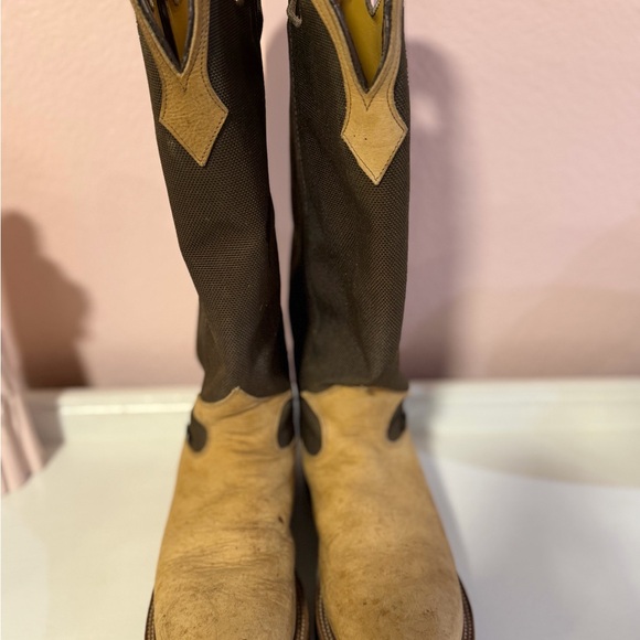 Justin Boots Brown Canvas and Tan Leather Pull-On Work Boots main image 7
